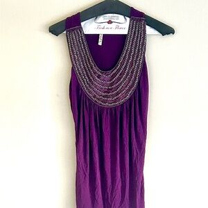 Women’s Easel Purple Embellished Scoop Neck Tank Top. Feminine style for summer.